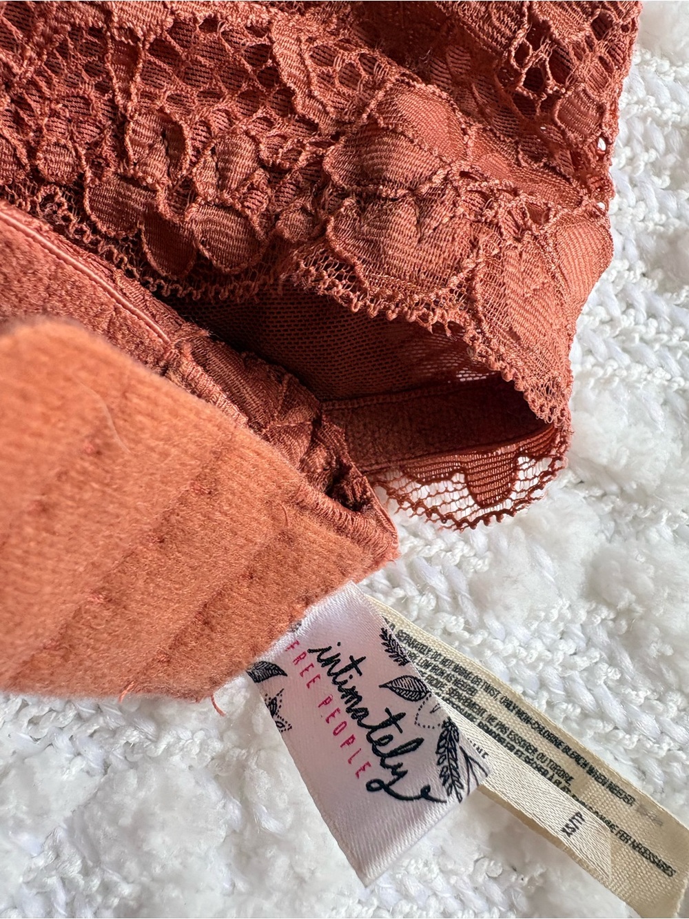 Free People Terracotta Orange Lace Halter Neck Bra Size XS Cottagecore Minimalis - Picture 4 of 9